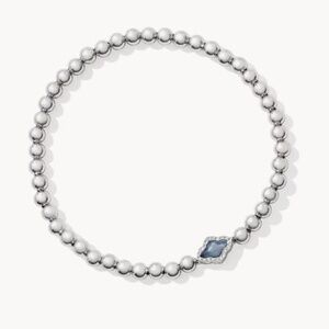 Kendra Scott Abbie Silver Beaded Stretch Bracelet in Light Blue Mother-of-Pearl